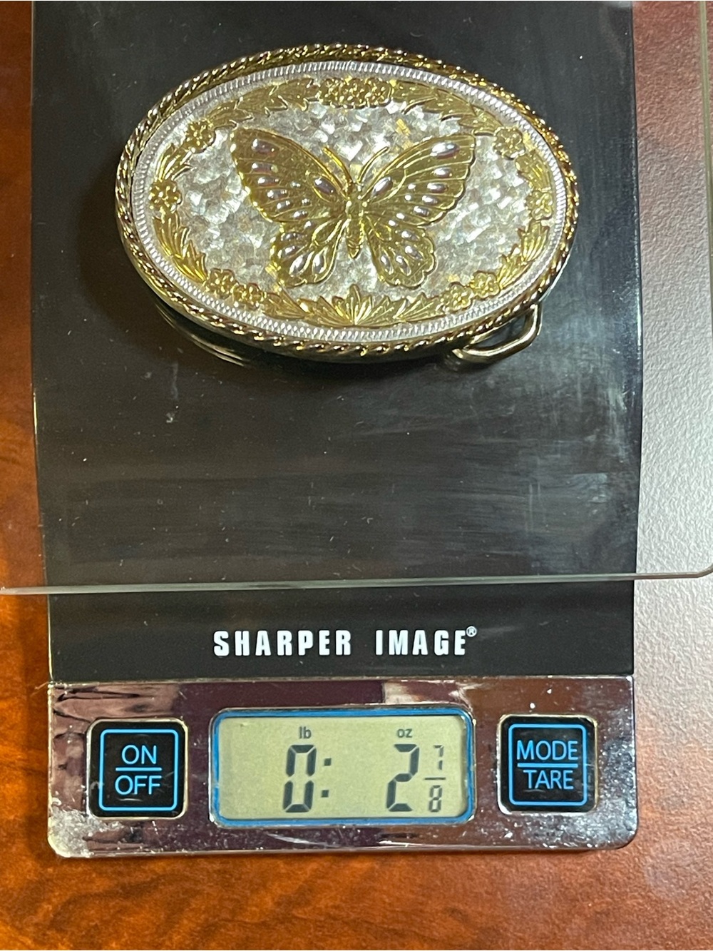 Made in USA Vintage Western -Style Overlay Ornate Butterfly Belt Buckle.